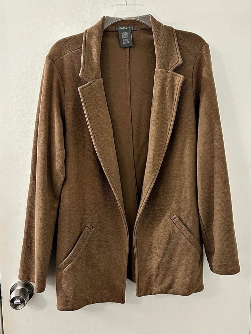 matty m Knit Boyfriend Blazer Jacket Brown Size Large
